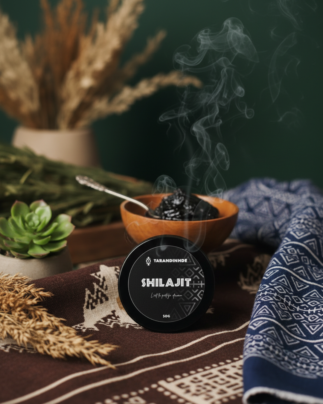résine de shilajit à l'arrière plan décoratif
